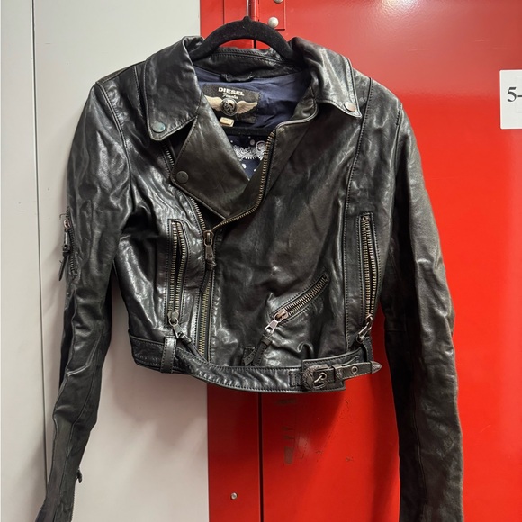 Diesel Jackets & Blazers - Diesel Distressed Black Leather Jacket for Women